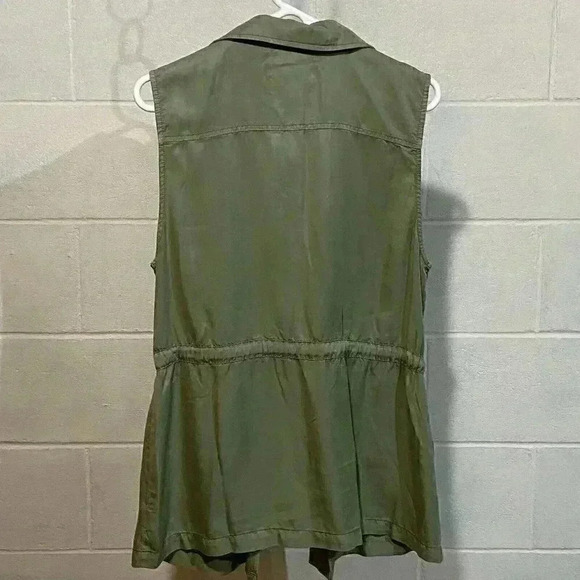 SANCTUARY Womens Runaway Vest LARGE Green Open Front Sleeveless Tie Cargo Casual - Picture 4 of 8